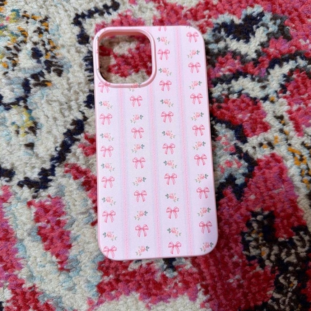 Pink Bow Floral Pattern Phone Case - Compatible Cell Phone Accessory